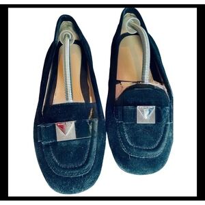Michael Kors Black 7.5 Suede Leather Loafer Flats Comfortable Slip On Shoes